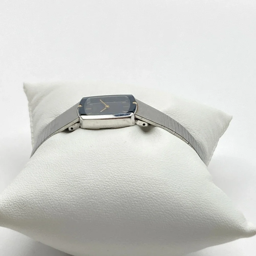 Vintage Seiko Women's Watch Tank 17mm Silver Tone 1400-8500 New Battery 6.25